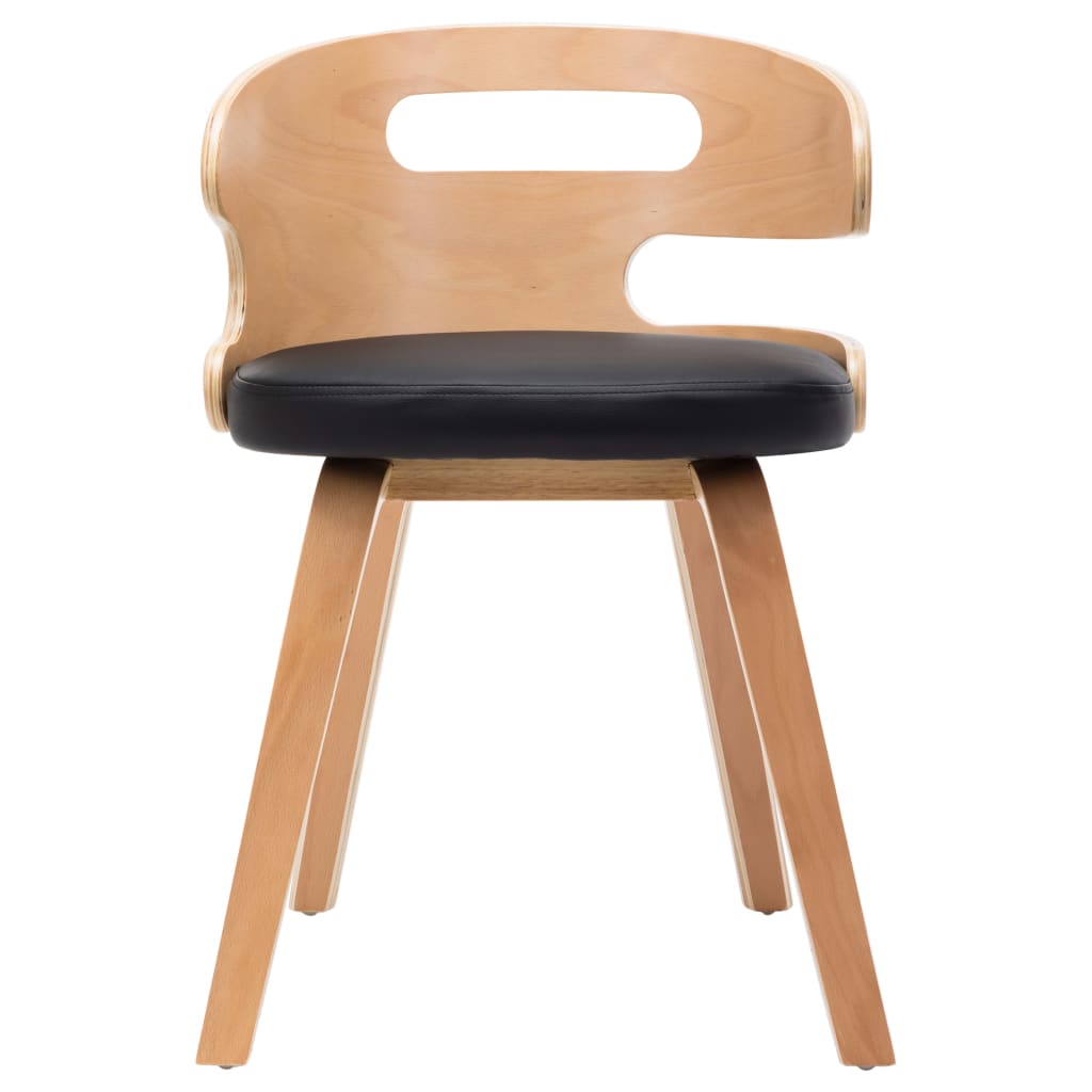 Eetkamerstoelen 2 st gebogen hout kunstleer crèmekleurig