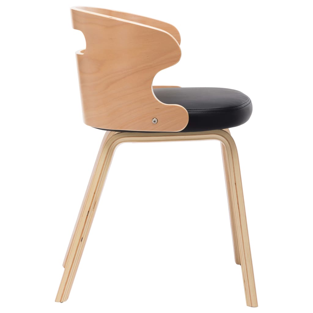 Eetkamerstoelen 2 st gebogen hout kunstleer crèmekleurig