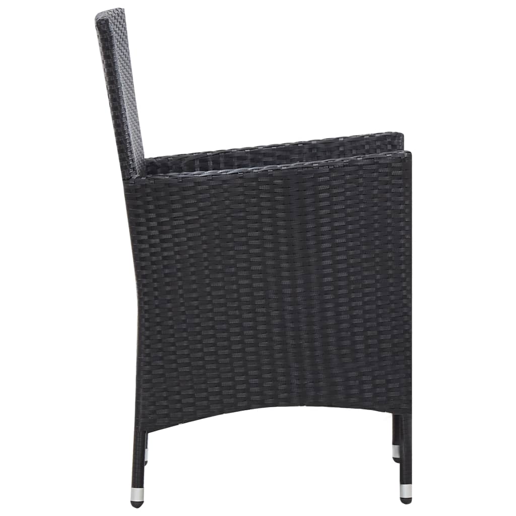 5-delige Tuinset poly rattan zwart