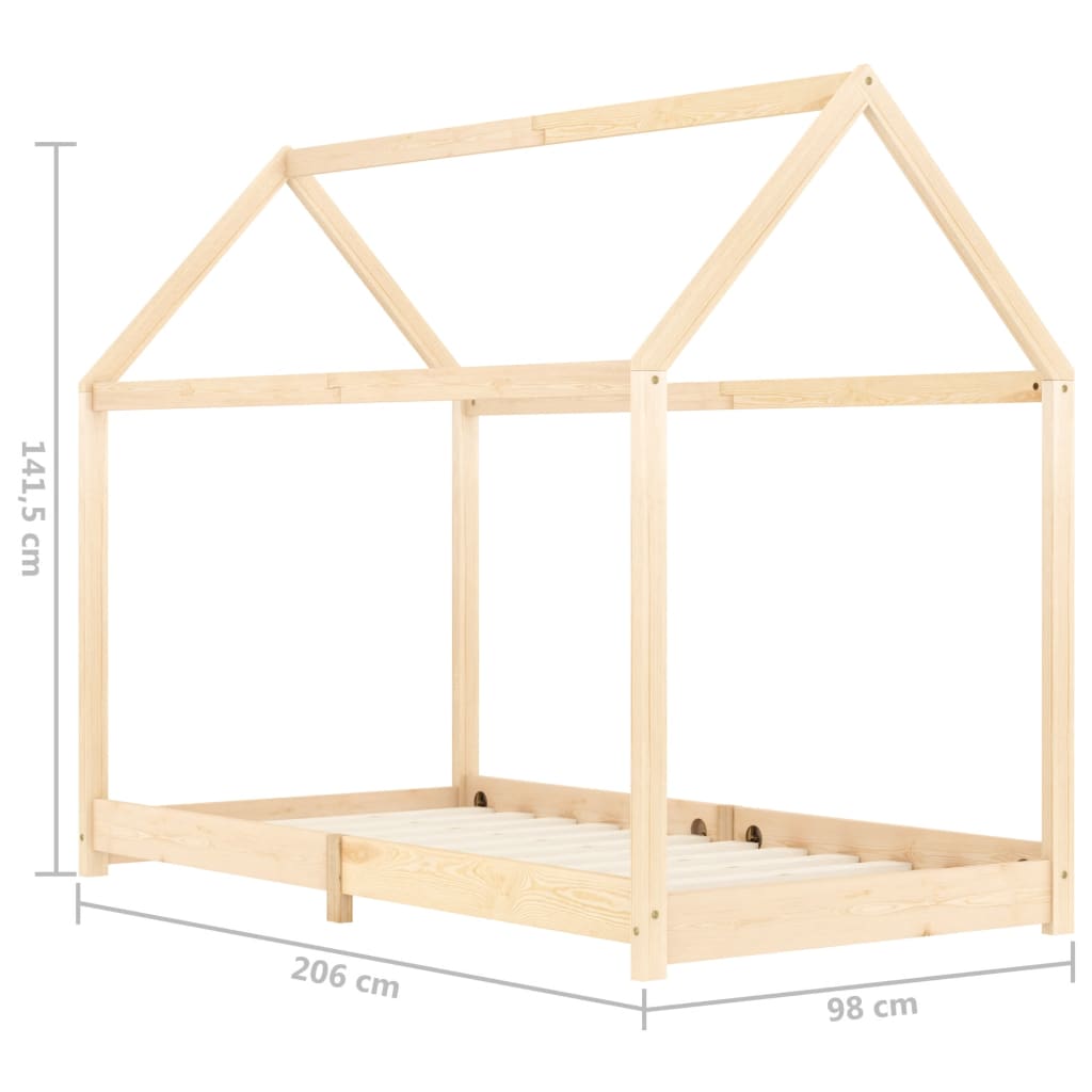 Kinderbedframe massief grenenhout 70x140 cm