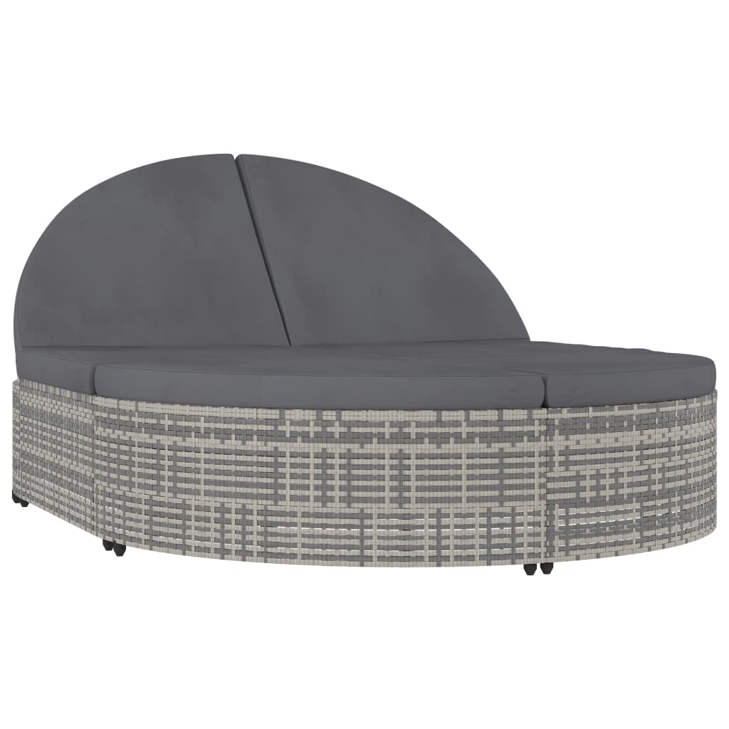 Loungebed met kussen poly rattan