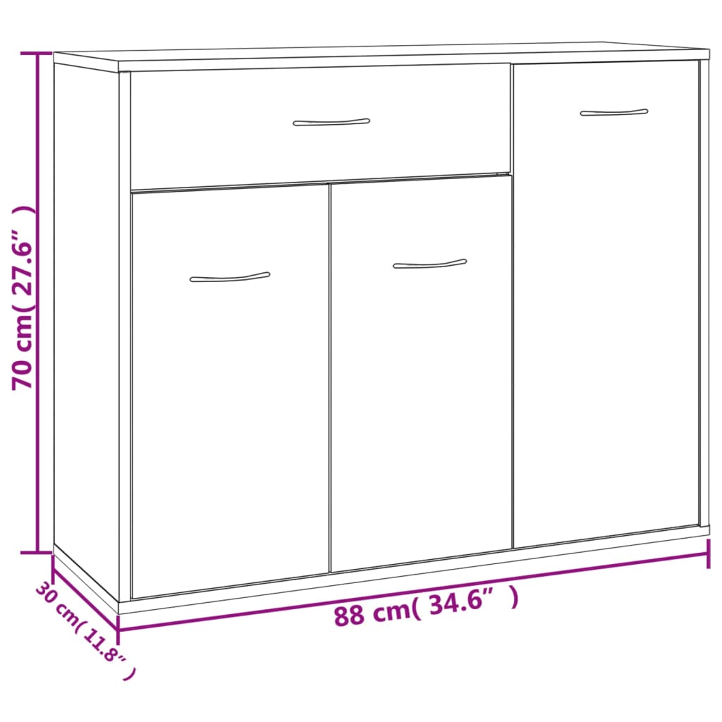 Dressoir 88x30x70 cm bewerkt hout