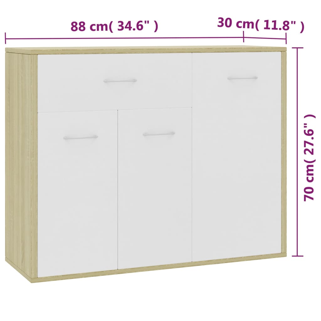 Dressoir 88x30x70 cm bewerkt hout eikenkleurig