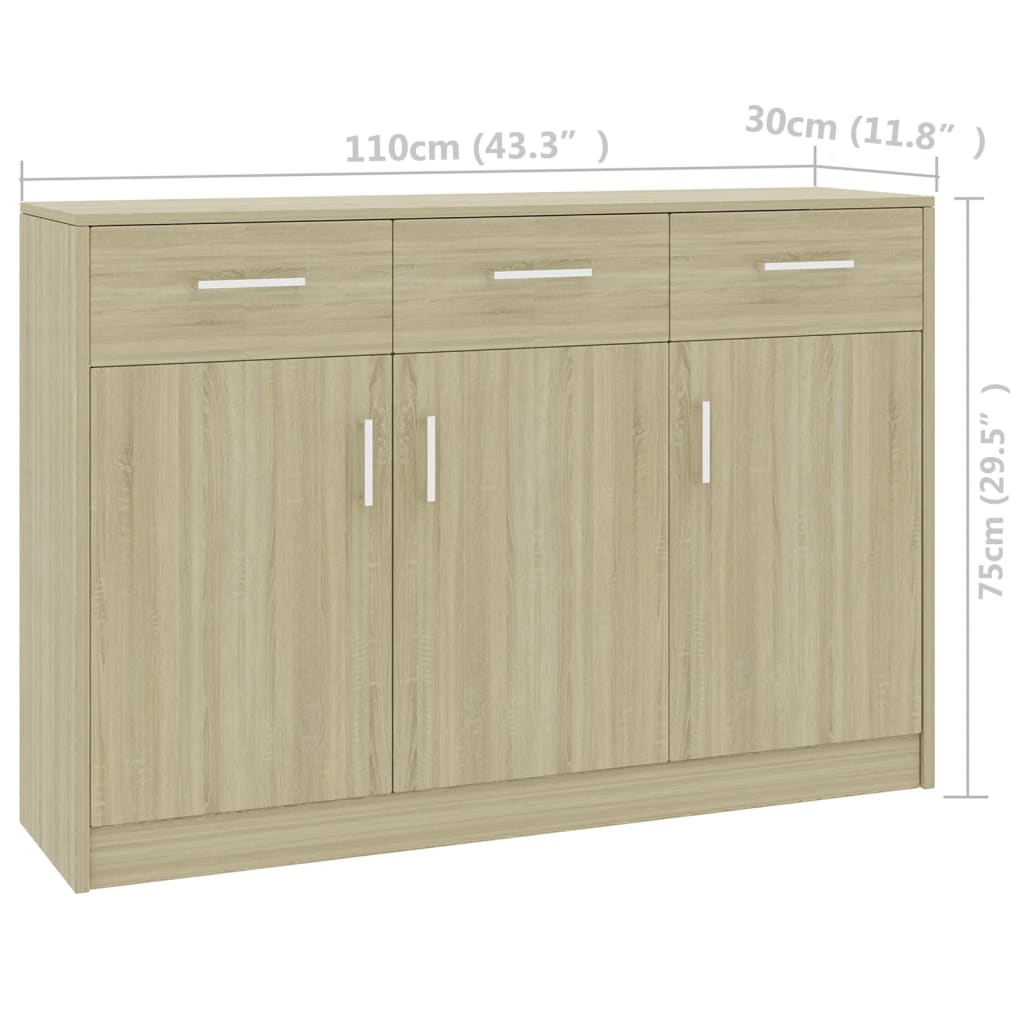 Dressoir 110x30x75 cm bewerkt hout