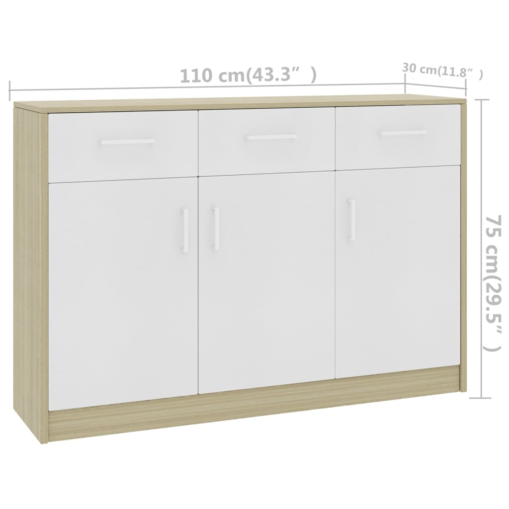 Dressoir 110x30x75 cm bewerkt hout