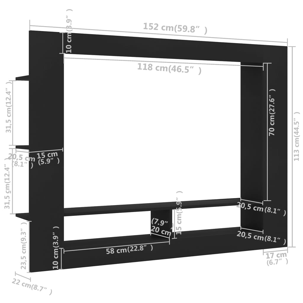 Tv-meubel 152x22x113 cm bewerkt hout eikenkleurig