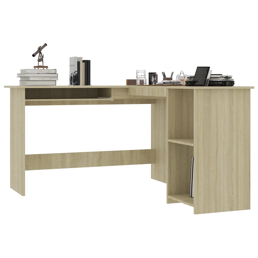 Hoekbureau L-vormig 120x140x75 cm bewerkt hout