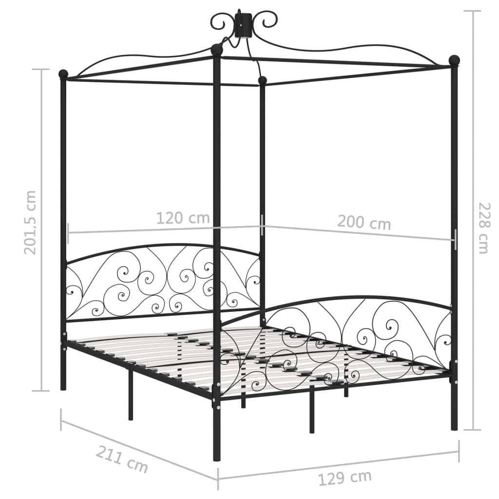 Hemelbedframe metaal 120x200 cm