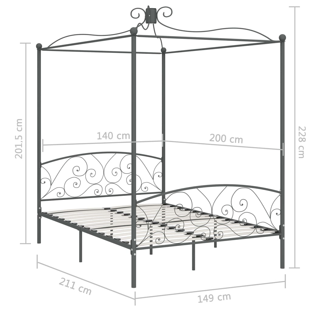 Hemelbedframe metaal 120x200 cm