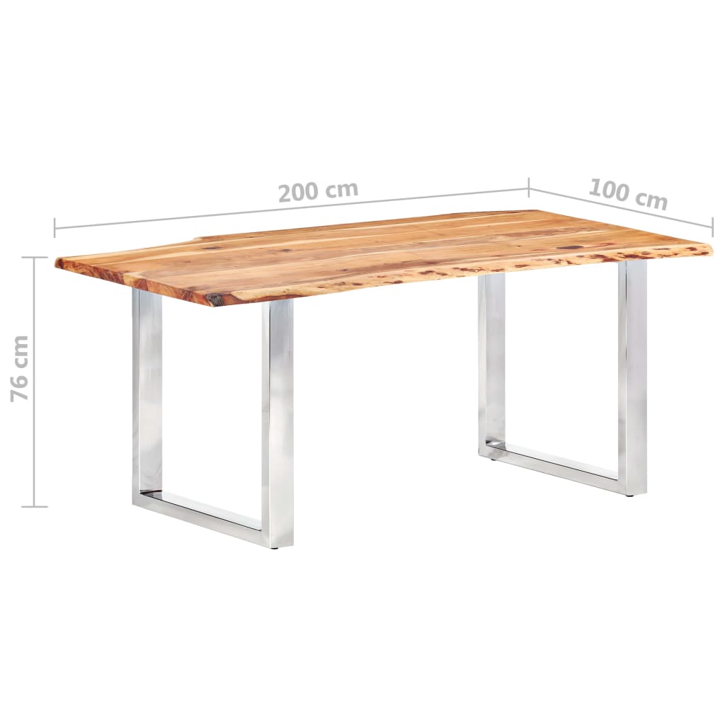 Eetkamertafel met natuurlijke randen 3,8 cm 200 cm acaciahout