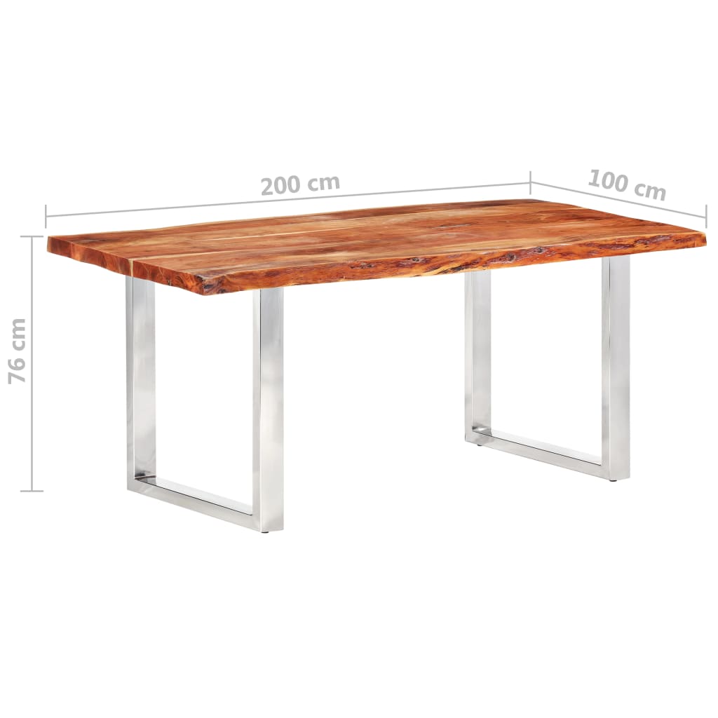 Eetkamertafel met natuurlijke randen 3,8 cm 200 cm acaciahout