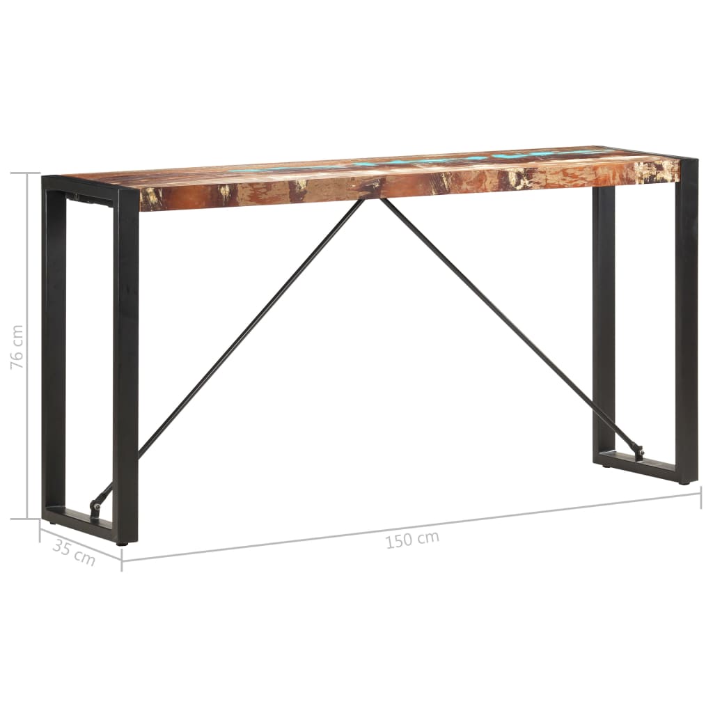 Wandtafel 150x35x76 cm massief gerecycled hout