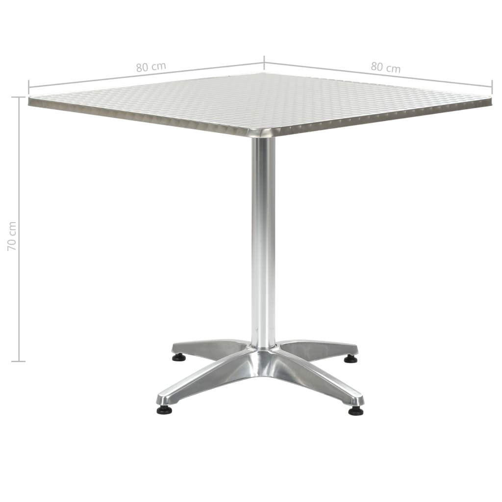 Tuintafel 80x80x70 cm aluminium zilverkleurig