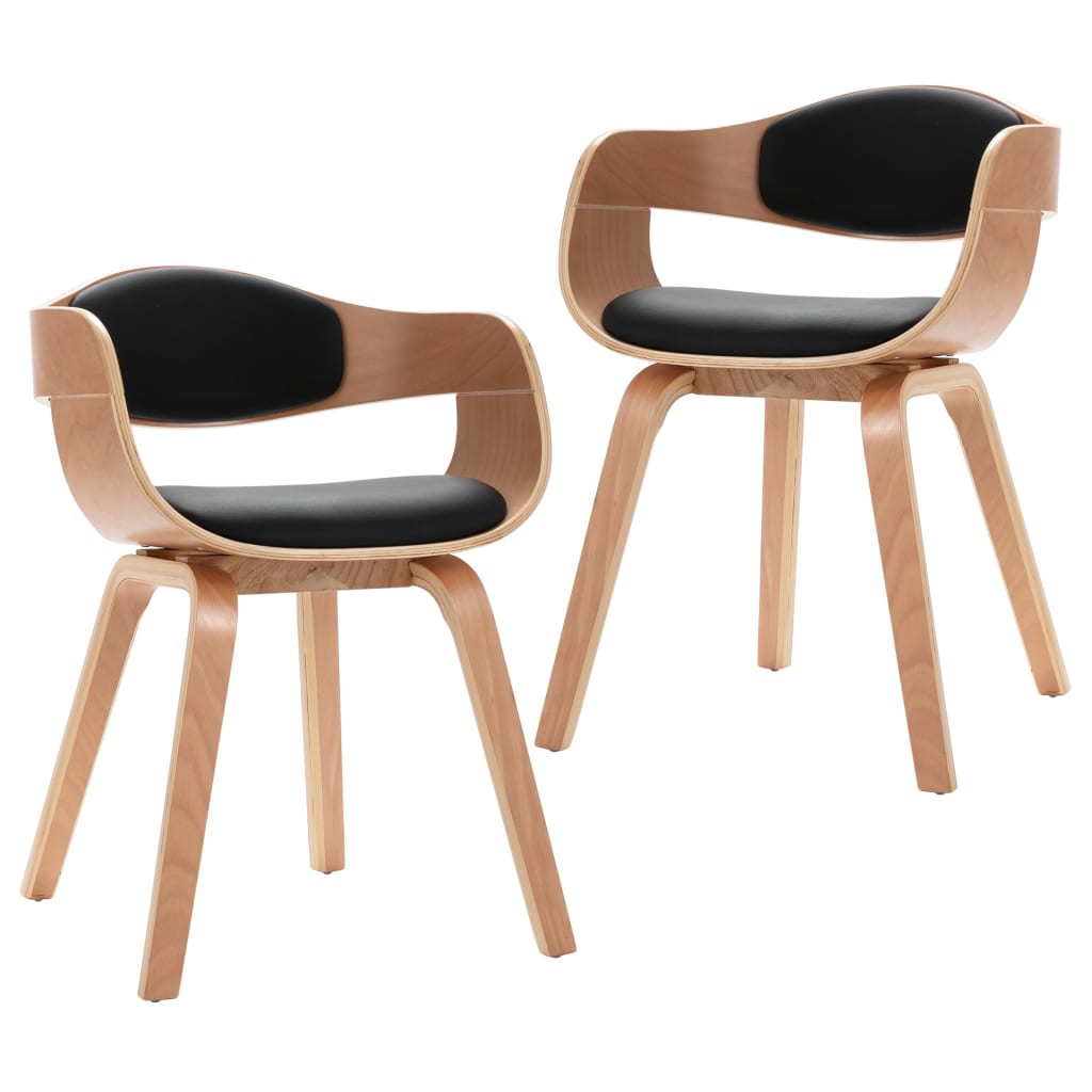 Eetkamerstoelen 2 st gebogen hout kunstleer