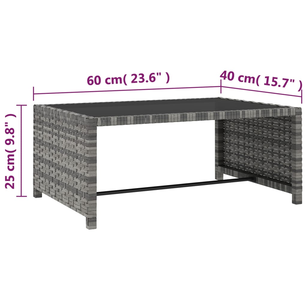 Tuinstoelen 2 st verstelbaar met tafel poly rattan