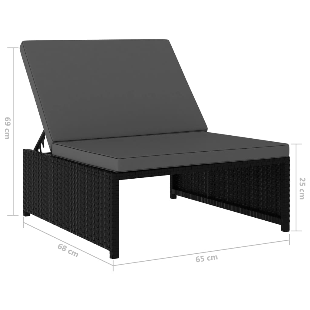 Tuinstoelen 2 st verstelbaar met tafel poly rattan