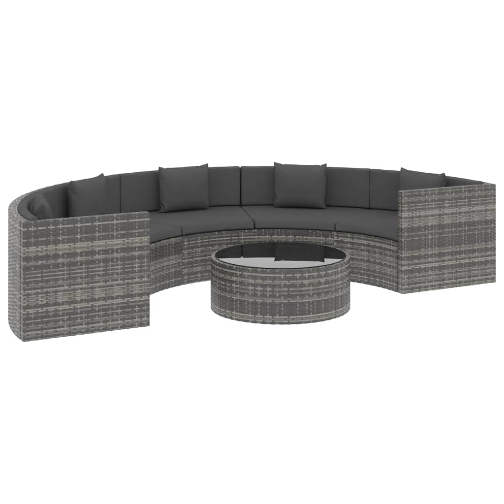 6-delige Loungeset met kussens poly rattan