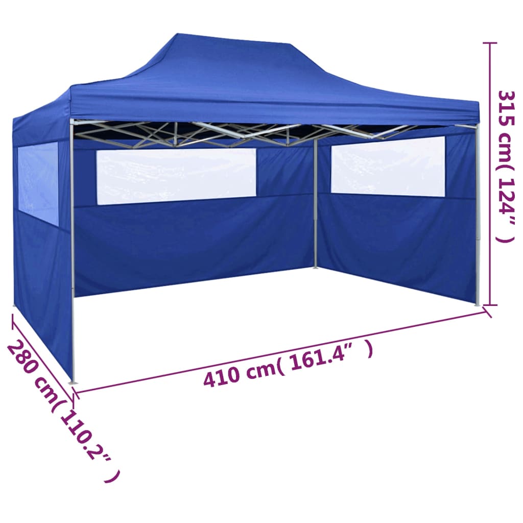 Partytent met 3 zijwanden inklapbaar 3x4 m staal antraciet