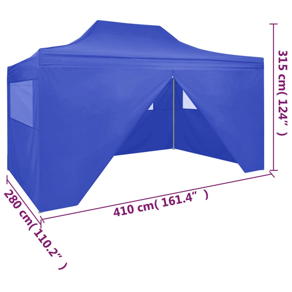 Partytent met 4 zijwanden inklapbaar 3x4 m staal wit