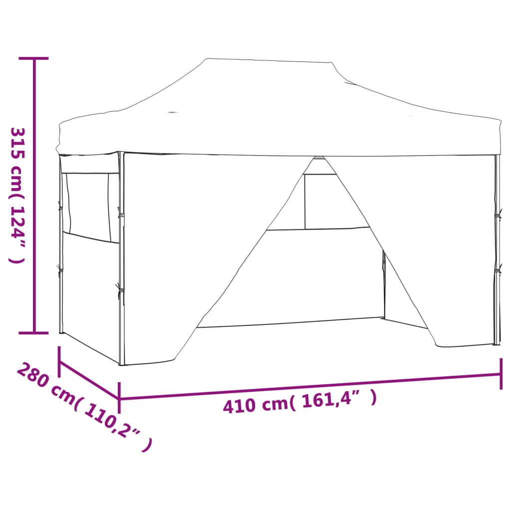 Partytent met 4 zijwanden inklapbaar 3x4 m staal wit