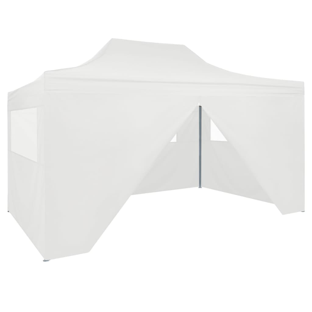 Partytent met 4 zijwanden inklapbaar 3x4 m staal wit