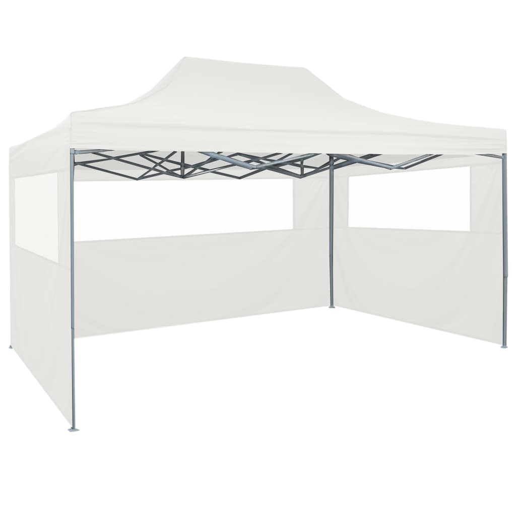 Partytent met 4 zijwanden inklapbaar 3x4 m staal wit