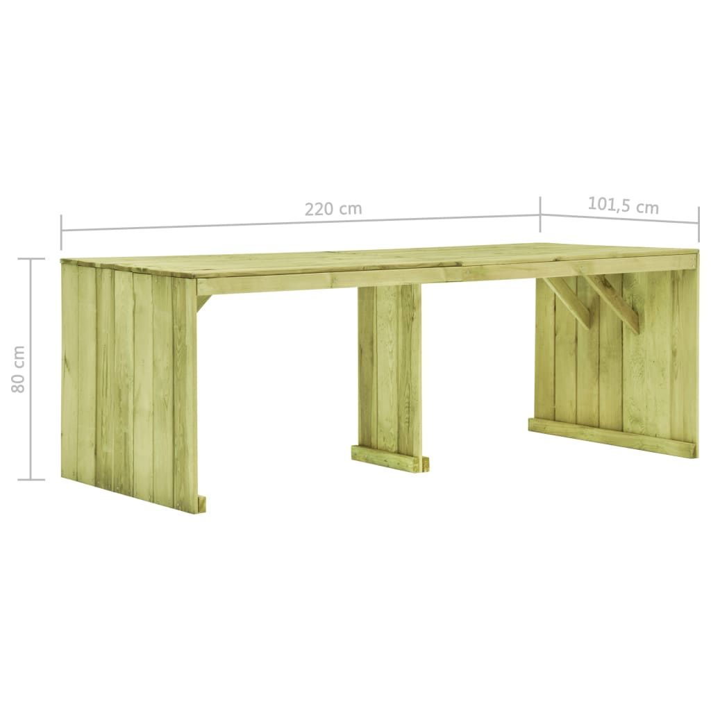 Tuintafel 220x101,5x80 cm geïmpregneerd grenenhout