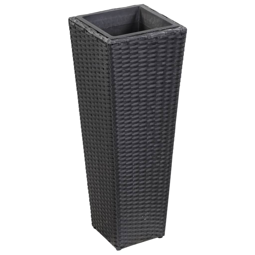 Plantenbak verhoogd 30x30x80 cm poly rattan bruin