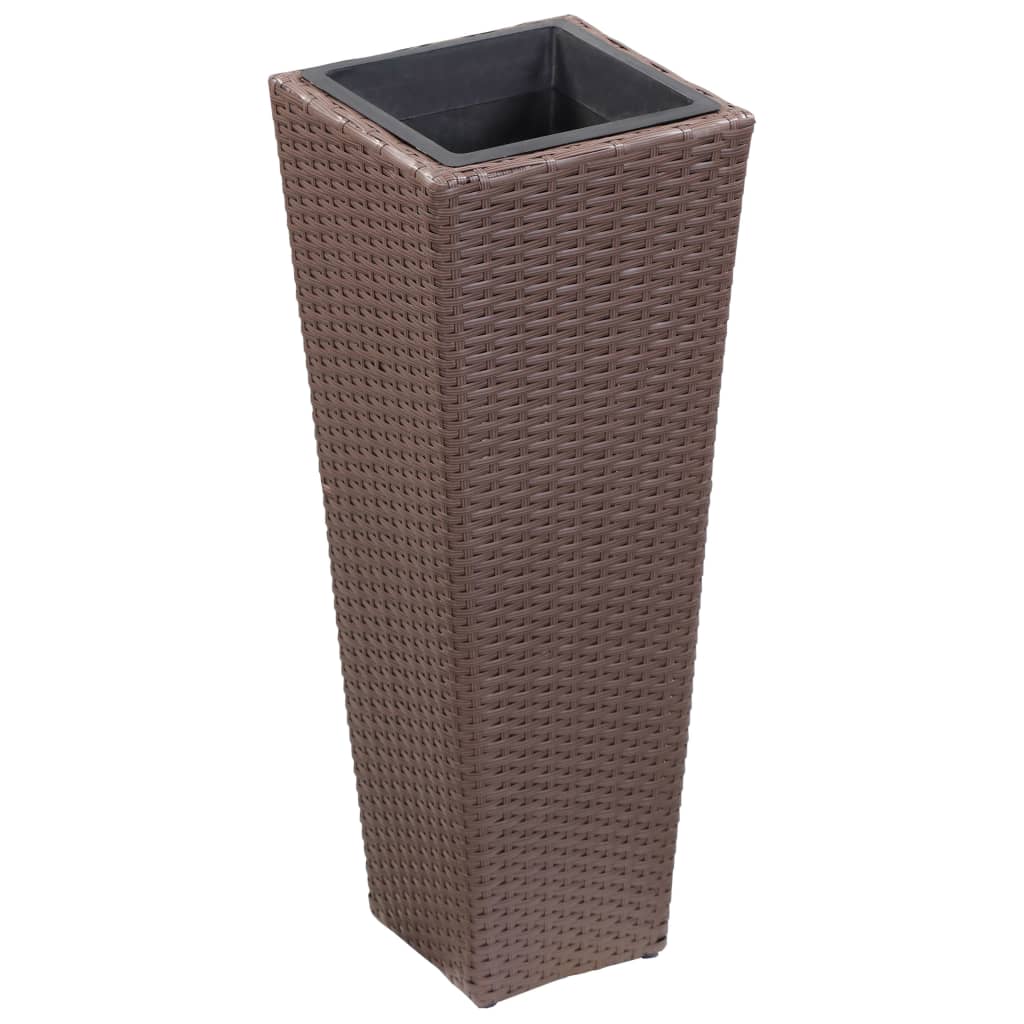 Plantenbak verhoogd 30x30x80 cm poly rattan bruin