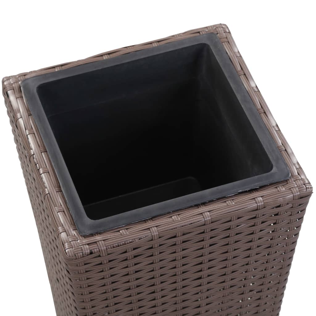 Plantenbak verhoogd 30x30x80 cm poly rattan bruin