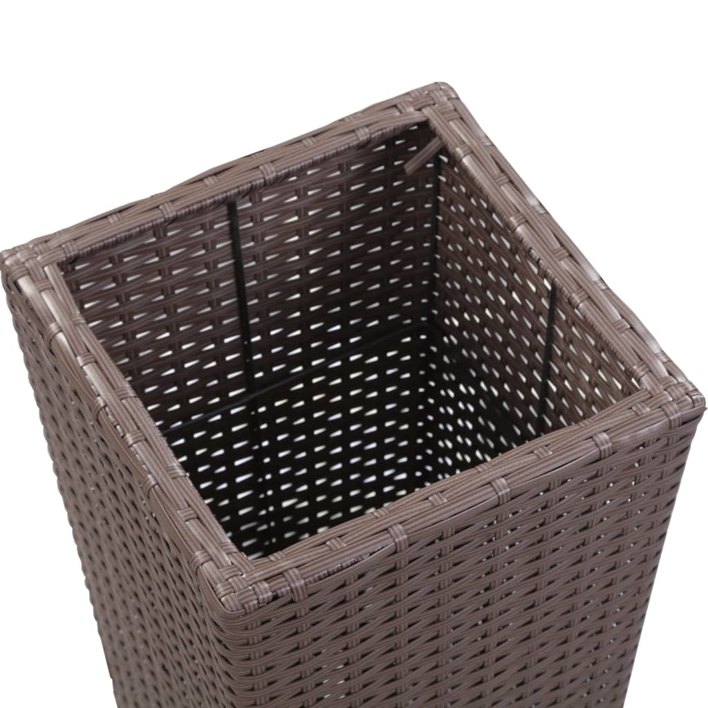 Plantenbak verhoogd 30x30x80 cm poly rattan bruin