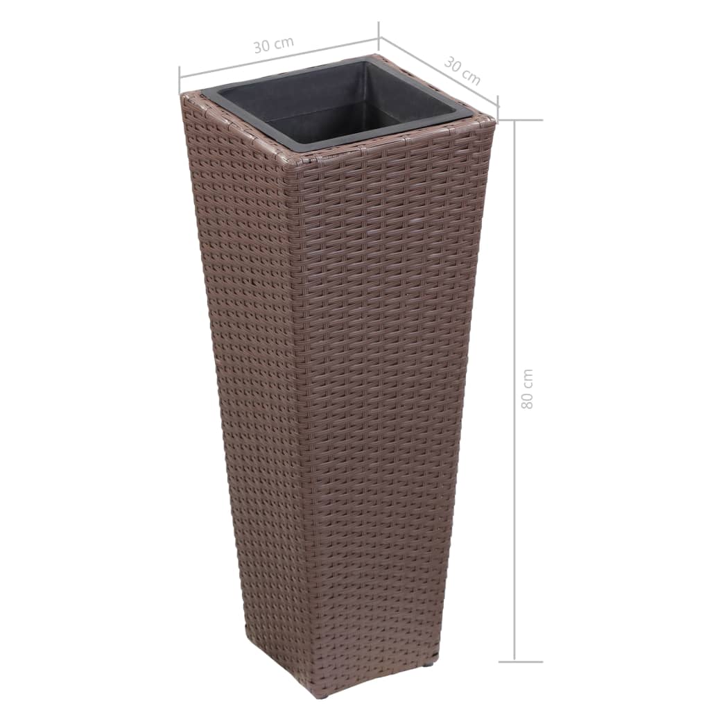 Plantenbak verhoogd 30x30x80 cm poly rattan bruin