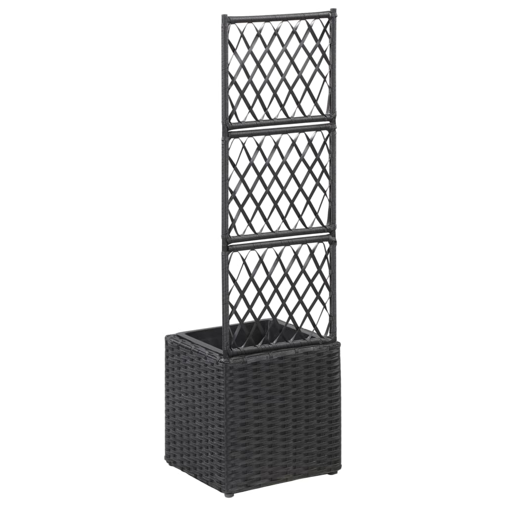 Latwerkplantenbak verhoogd met 1 pot 30x30x107 cm rattan