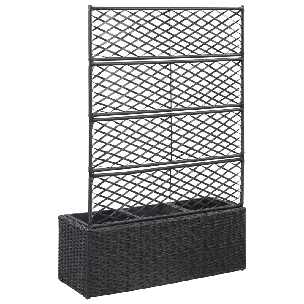 Latwerkplantenbak verhoogd met 1 pot 30x30x107 cm rattan