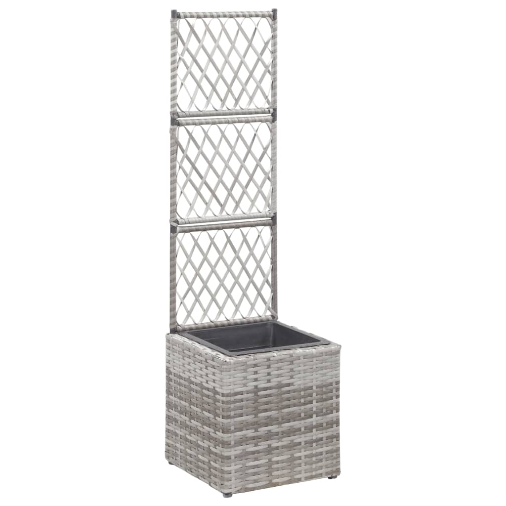 Latwerkplantenbak verhoogd met 1 pot 30x30x107 cm rattan