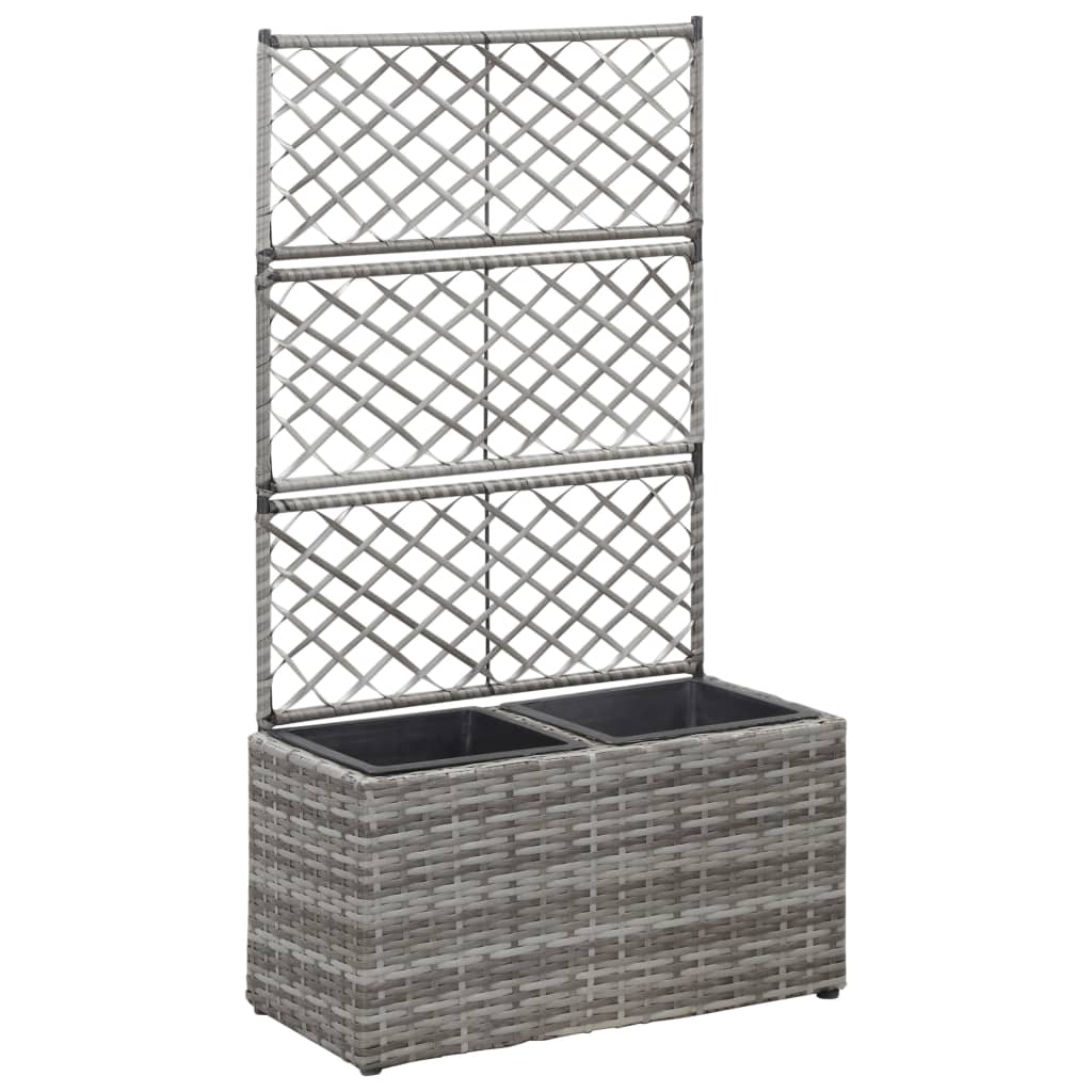 Latwerkplantenbak verhoogd met 1 pot 30x30x107 cm rattan