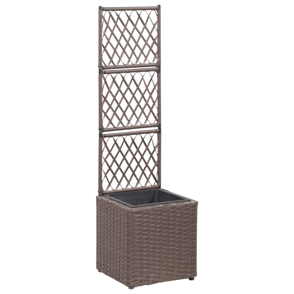 Latwerkplantenbak verhoogd met 1 pot 30x30x107 cm rattan