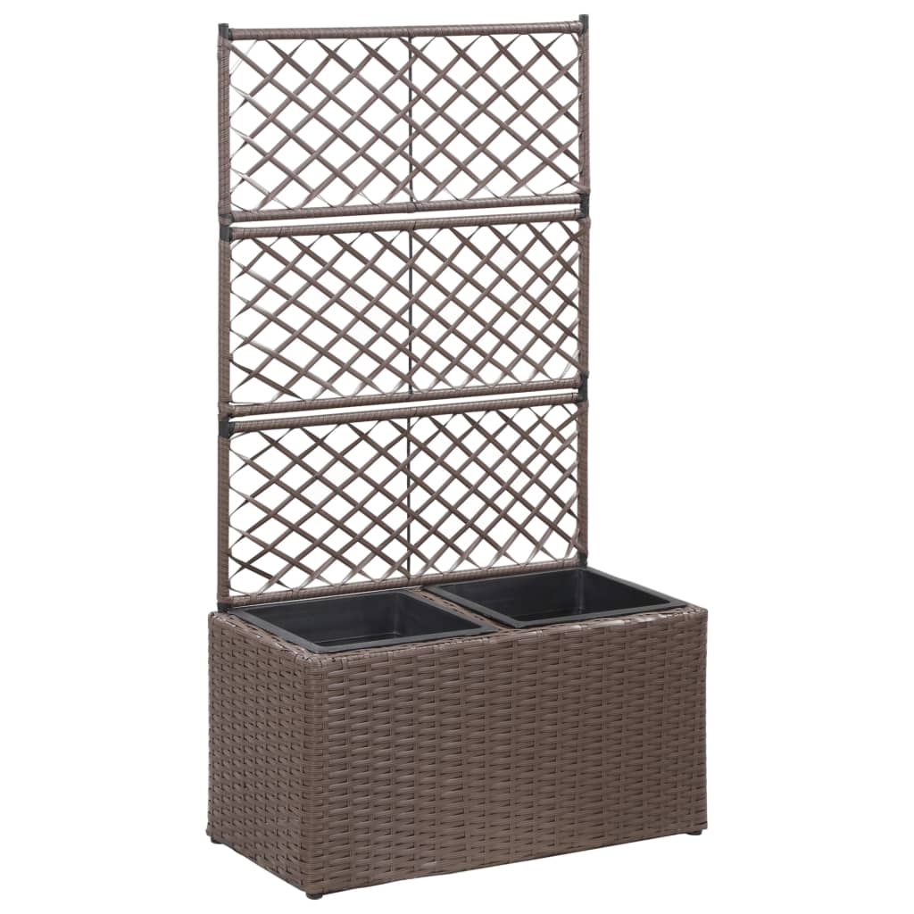 Latwerkplantenbak verhoogd met 1 pot 30x30x107 cm rattan