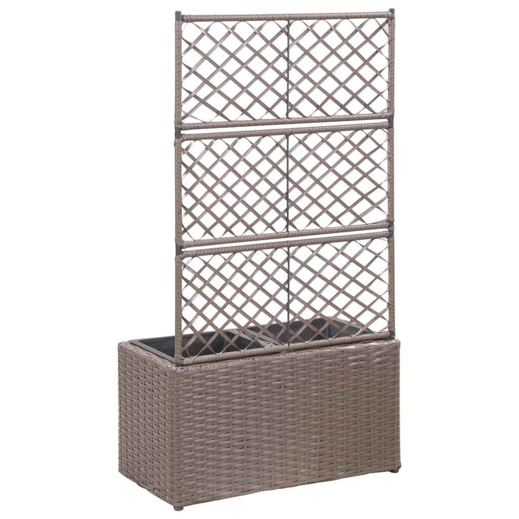 Latwerkplantenbak verhoogd met 1 pot 30x30x107 cm rattan