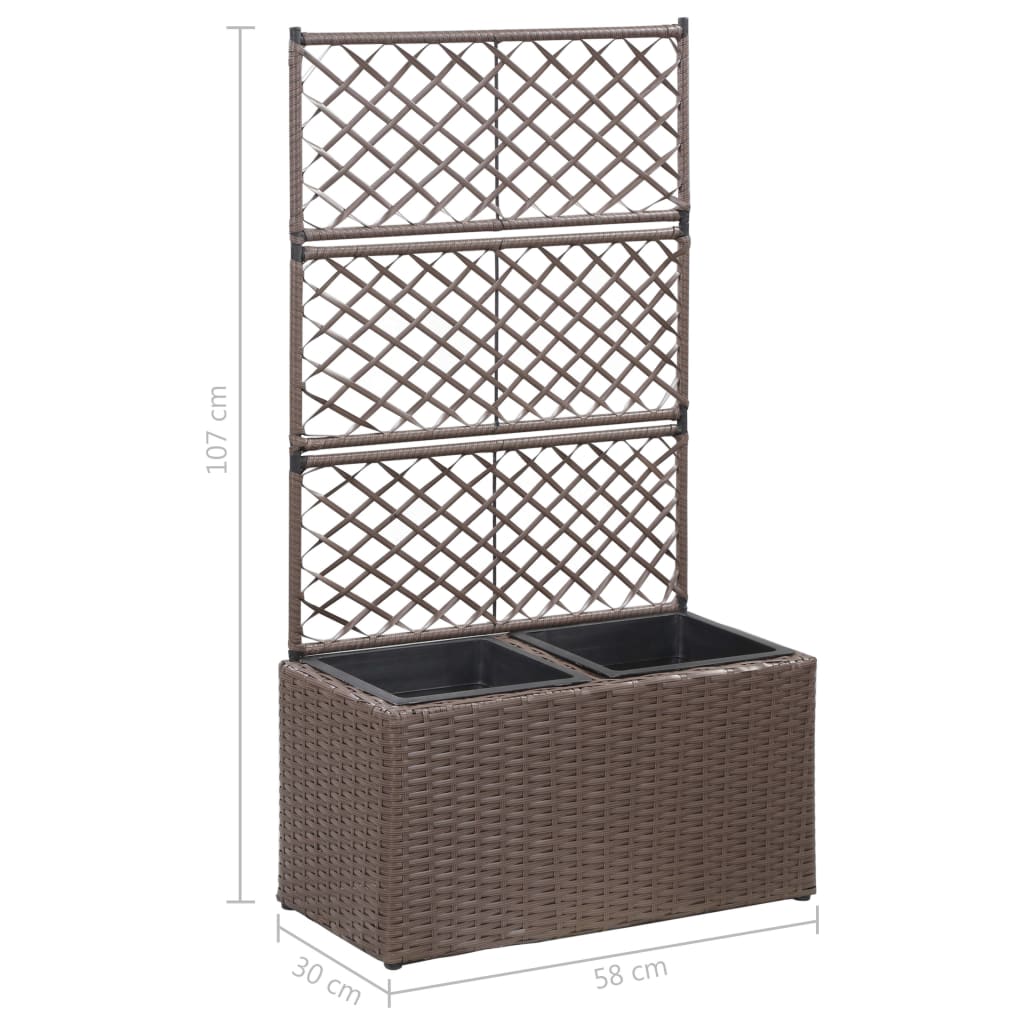 Latwerkplantenbak verhoogd met 1 pot 30x30x107 cm rattan