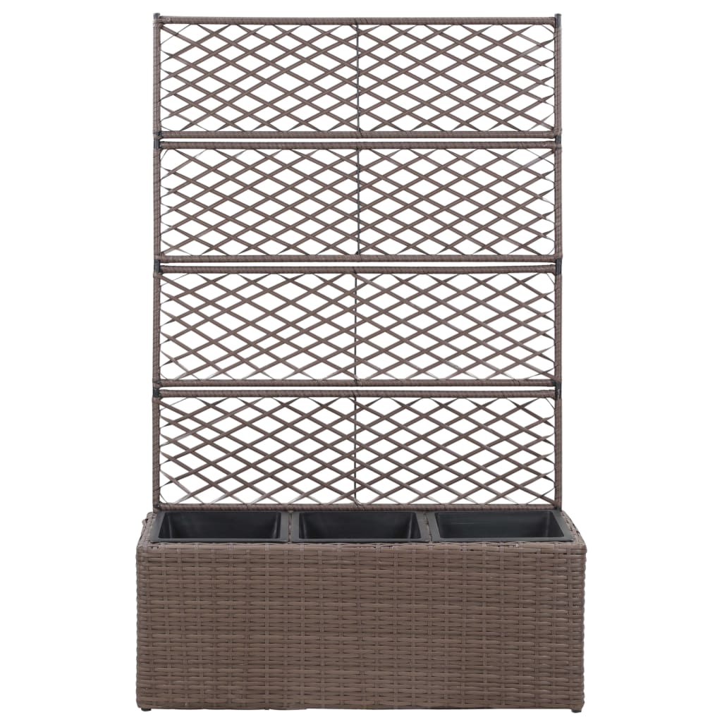 Latwerkplantenbak verhoogd met 1 pot 30x30x107 cm rattan