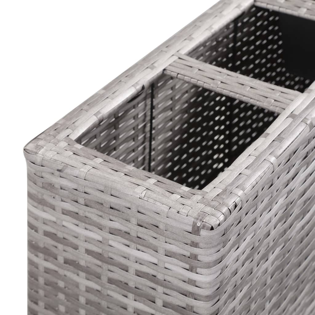 Plantenbak verhoogd met 4 potten 80x22x79 cm poly rattan bruin