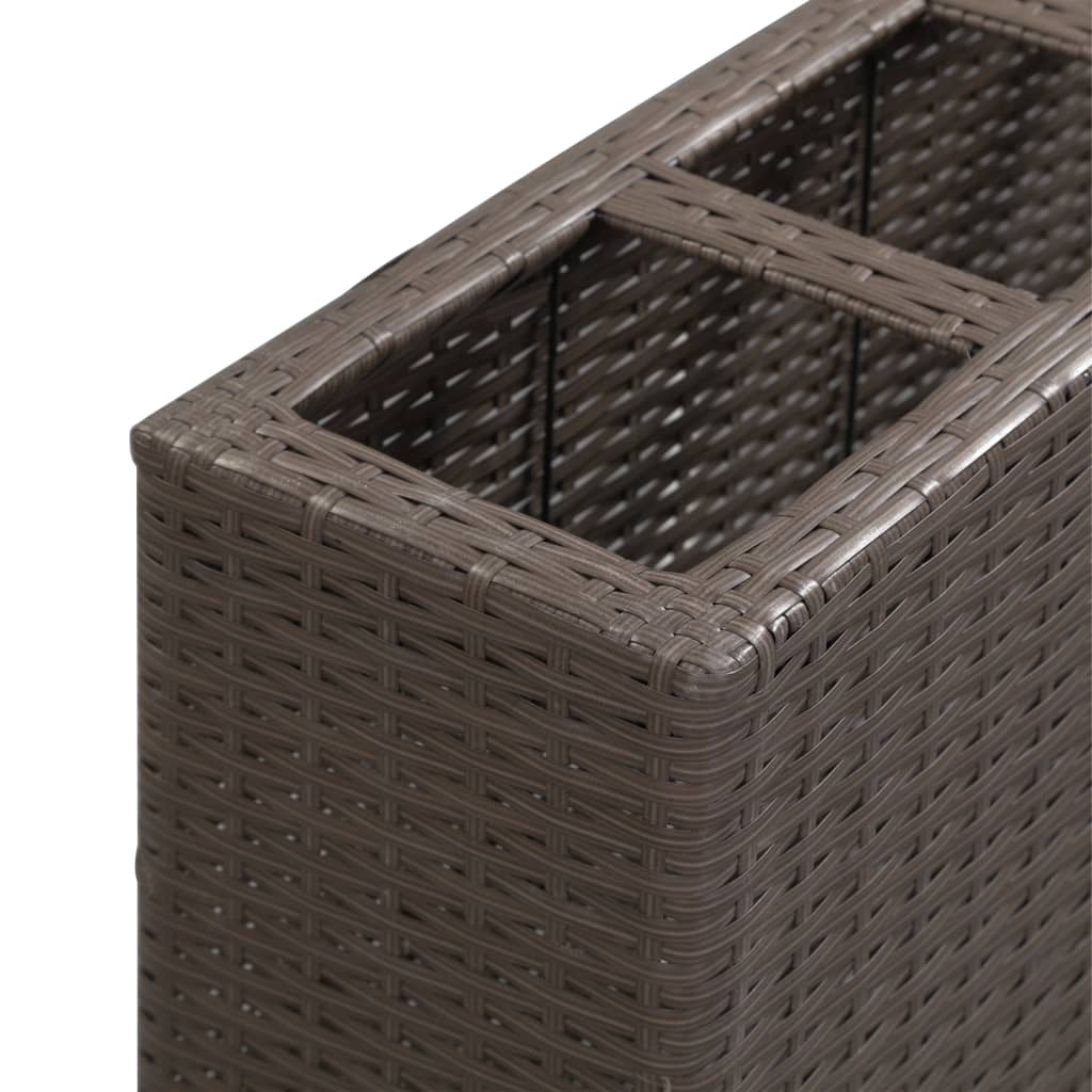 Plantenbak verhoogd met 4 potten 80x22x79 cm poly rattan bruin