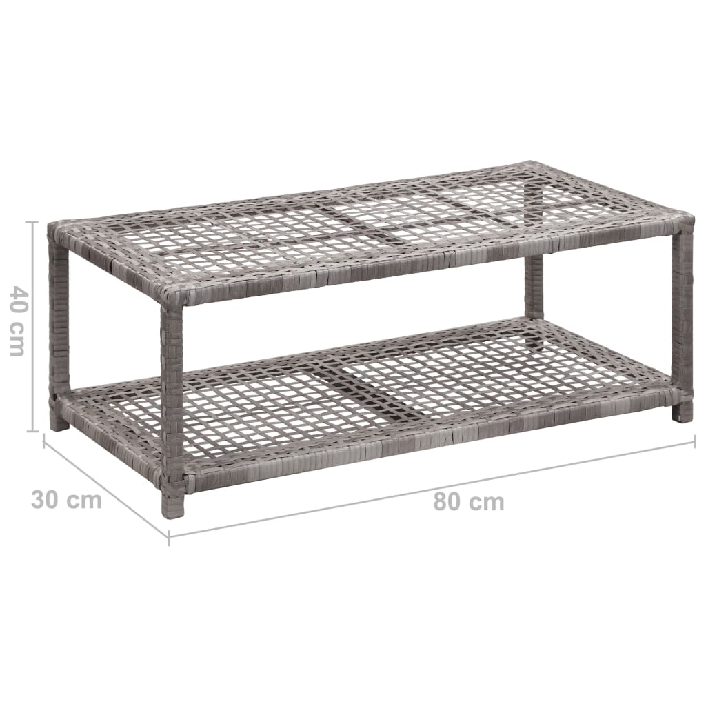 Schoenenbank 80x40x30 cm poly rattan grijs