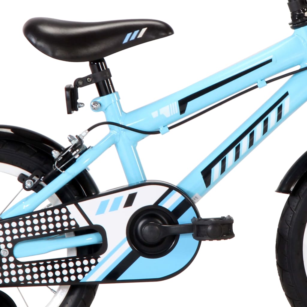 Kinderfiets 14 inch zwart en blauw