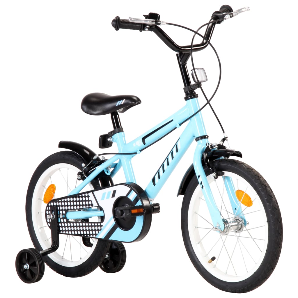 Kinderfiets 16 inch zwart en blauw