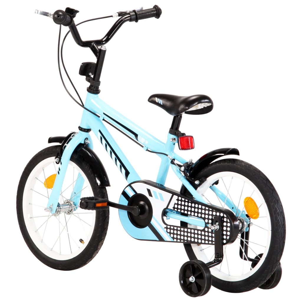 Kinderfiets 16 inch zwart en blauw