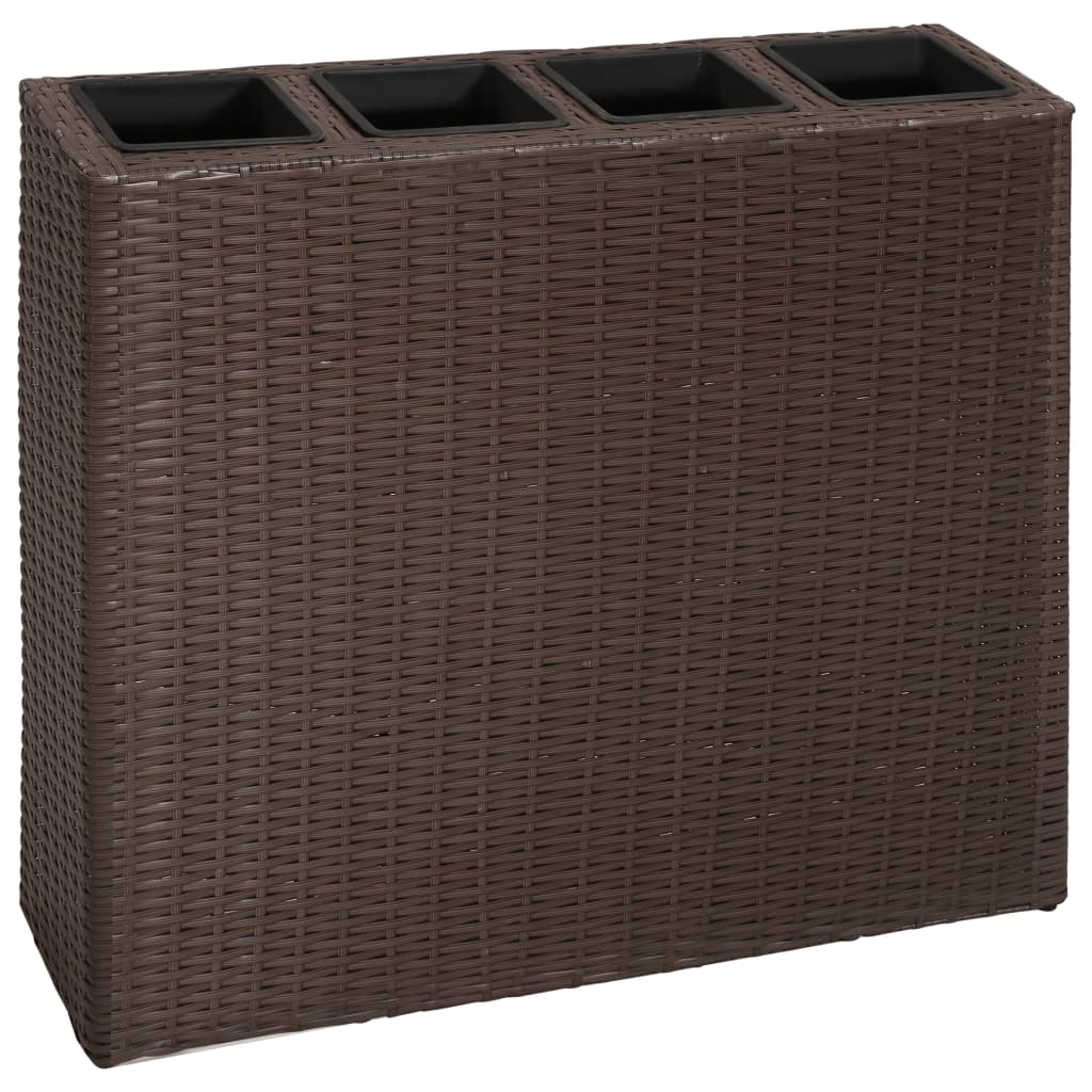 Plantenbak verhoogd met 4 potten poly rattan