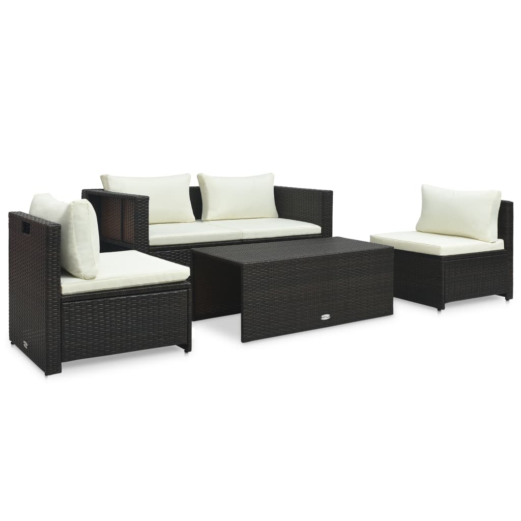 6-delige Loungeset met kussens poly rattan