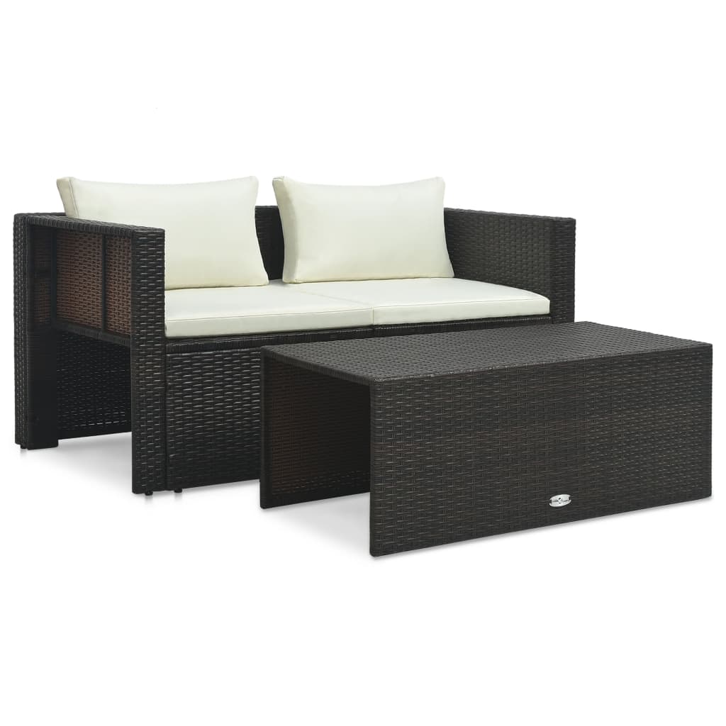 6-delige Loungeset met kussens poly rattan